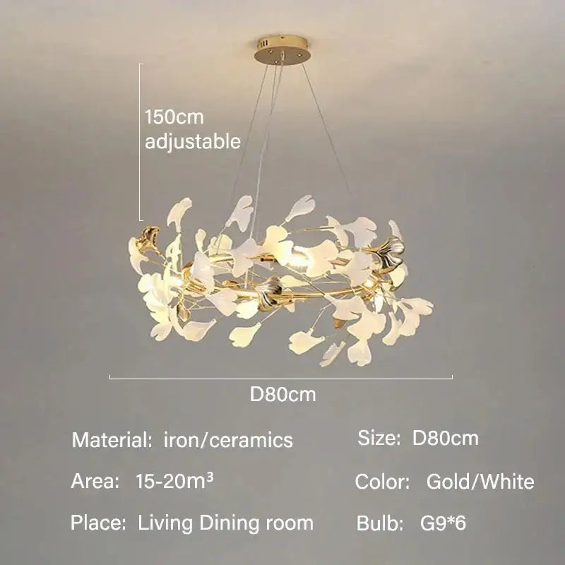 Gold Ginkgo LED Chandelier