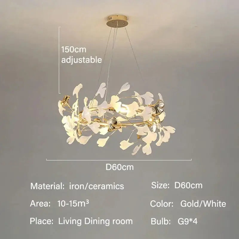 Gold Ginkgo LED Chandelier