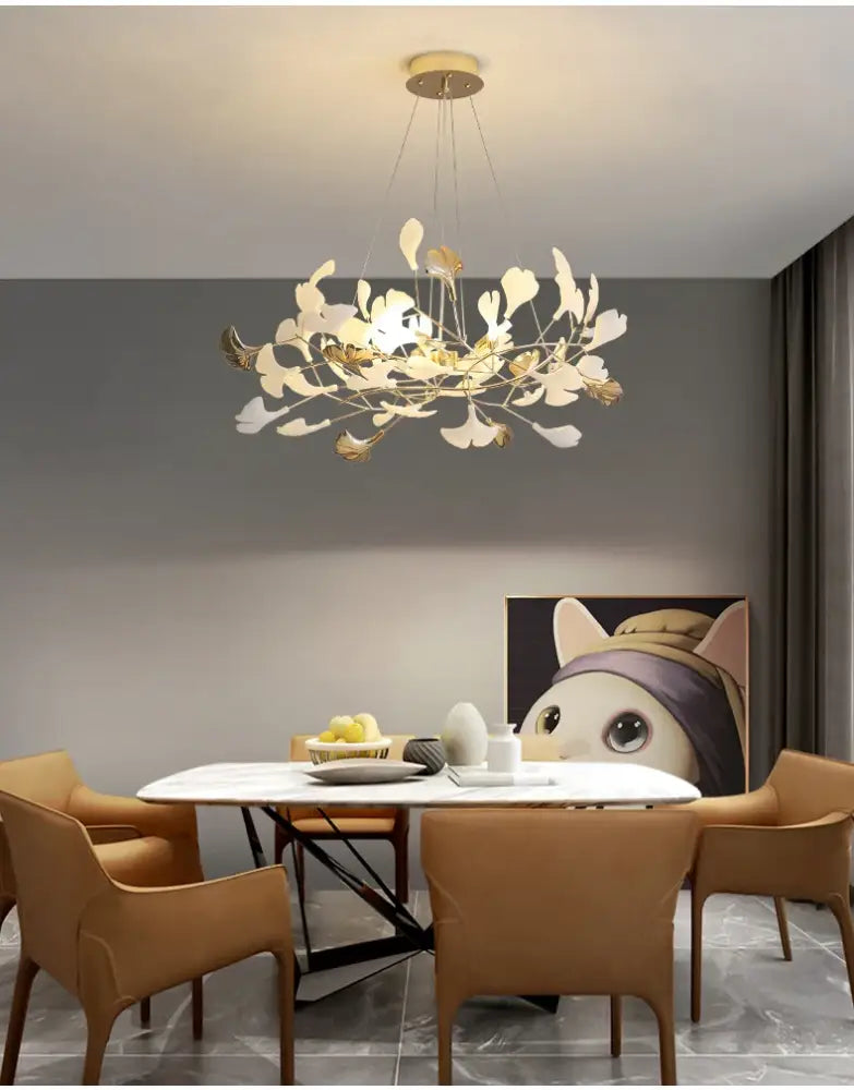 Gold Ginkgo LED Chandelier