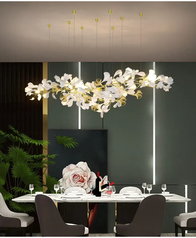 Gold Ginkgo LED Chandelier