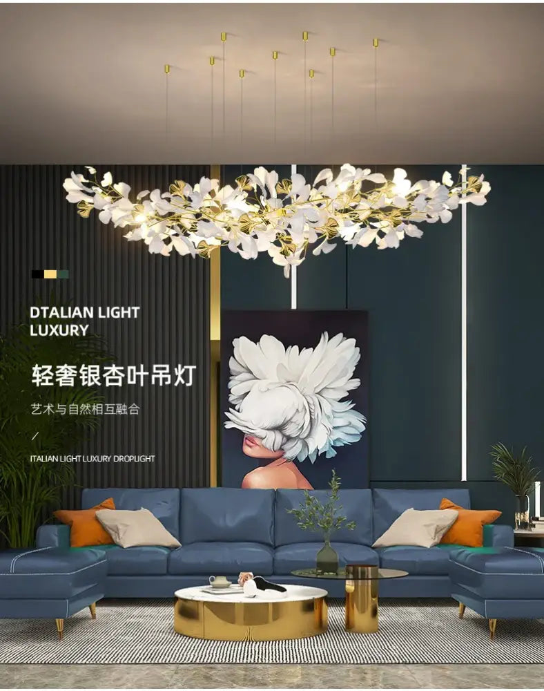 Gold Ginkgo LED Chandelier