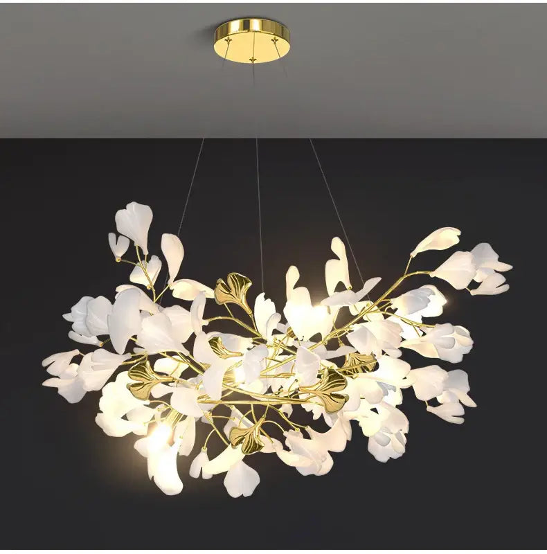 Gold Ginkgo LED Chandelier