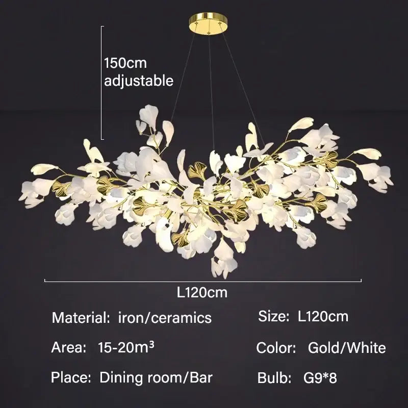 Gold Ginkgo LED Chandelier