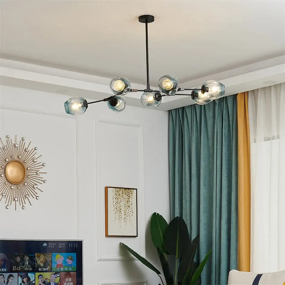 Green Glass Ball Chandelier