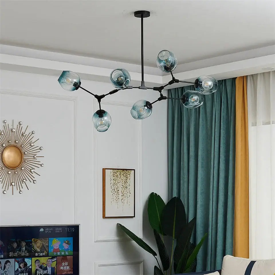 Green Glass Ball Chandelier