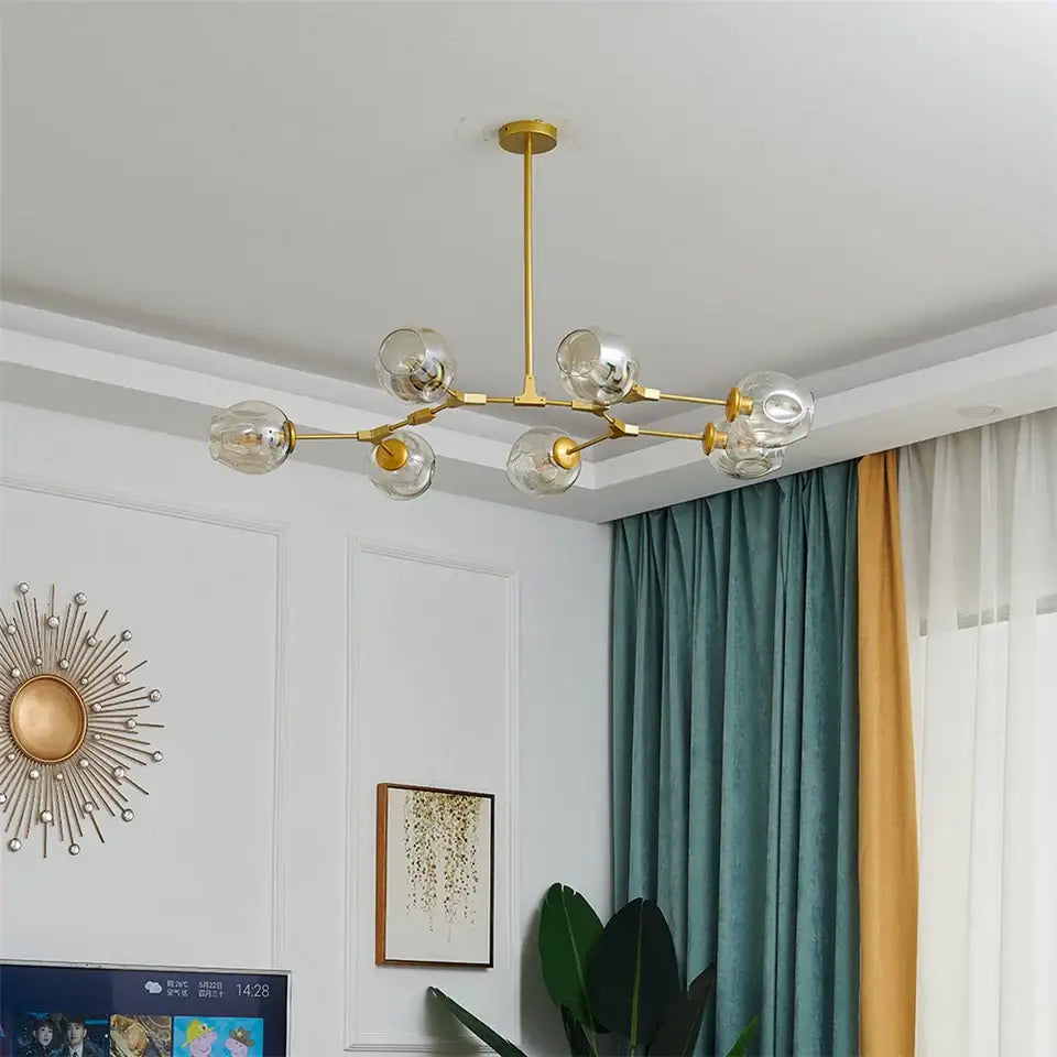 Green Glass Ball Chandelier