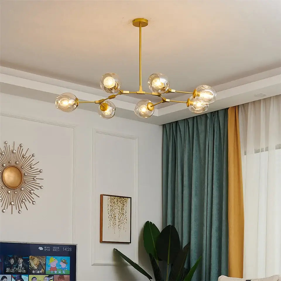 Green Glass Ball Chandelier