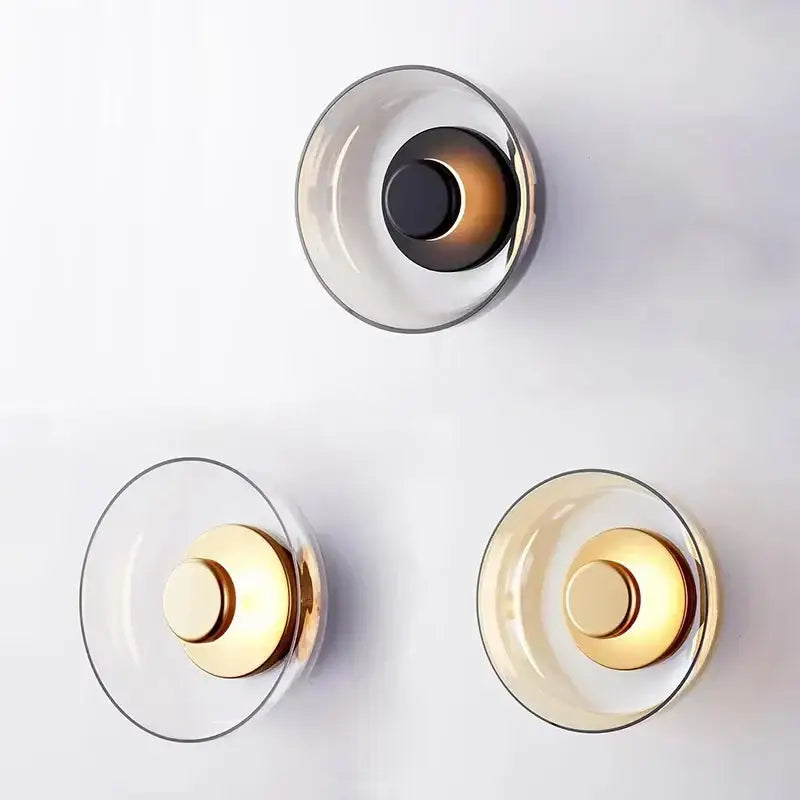 Gold Frosted Glass Sconce Set