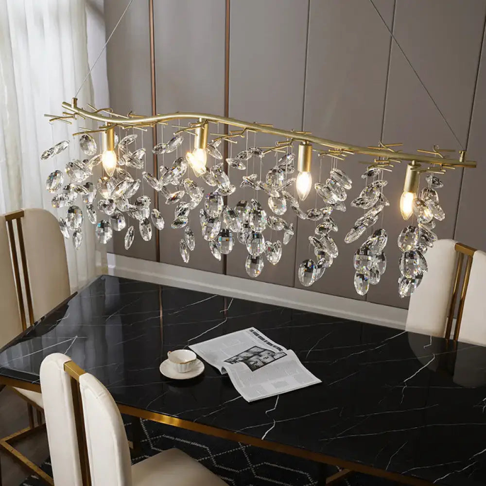 Gold Crystal Island Lamp Droplet Adjustable Height
