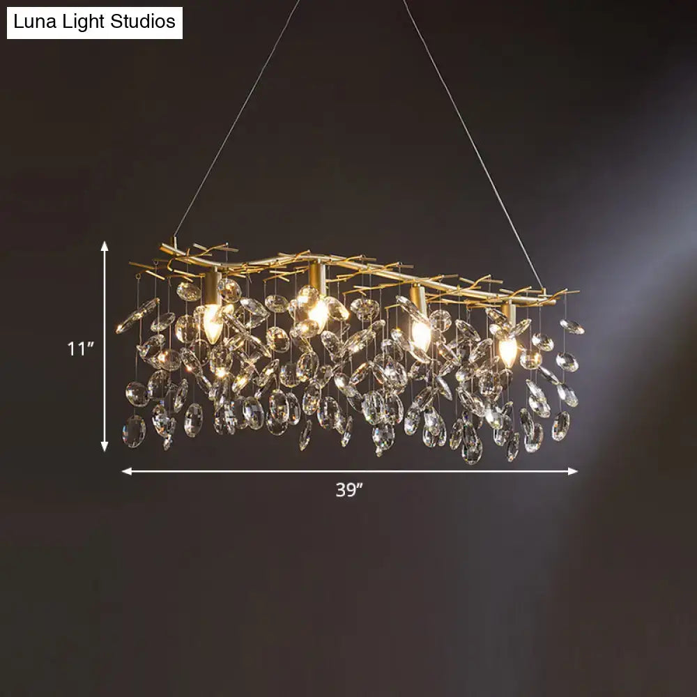 Gold Crystal Island Lamp Droplet Adjustable Height