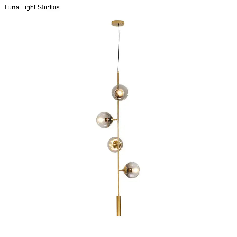 Gold Glass Linear Chandelier