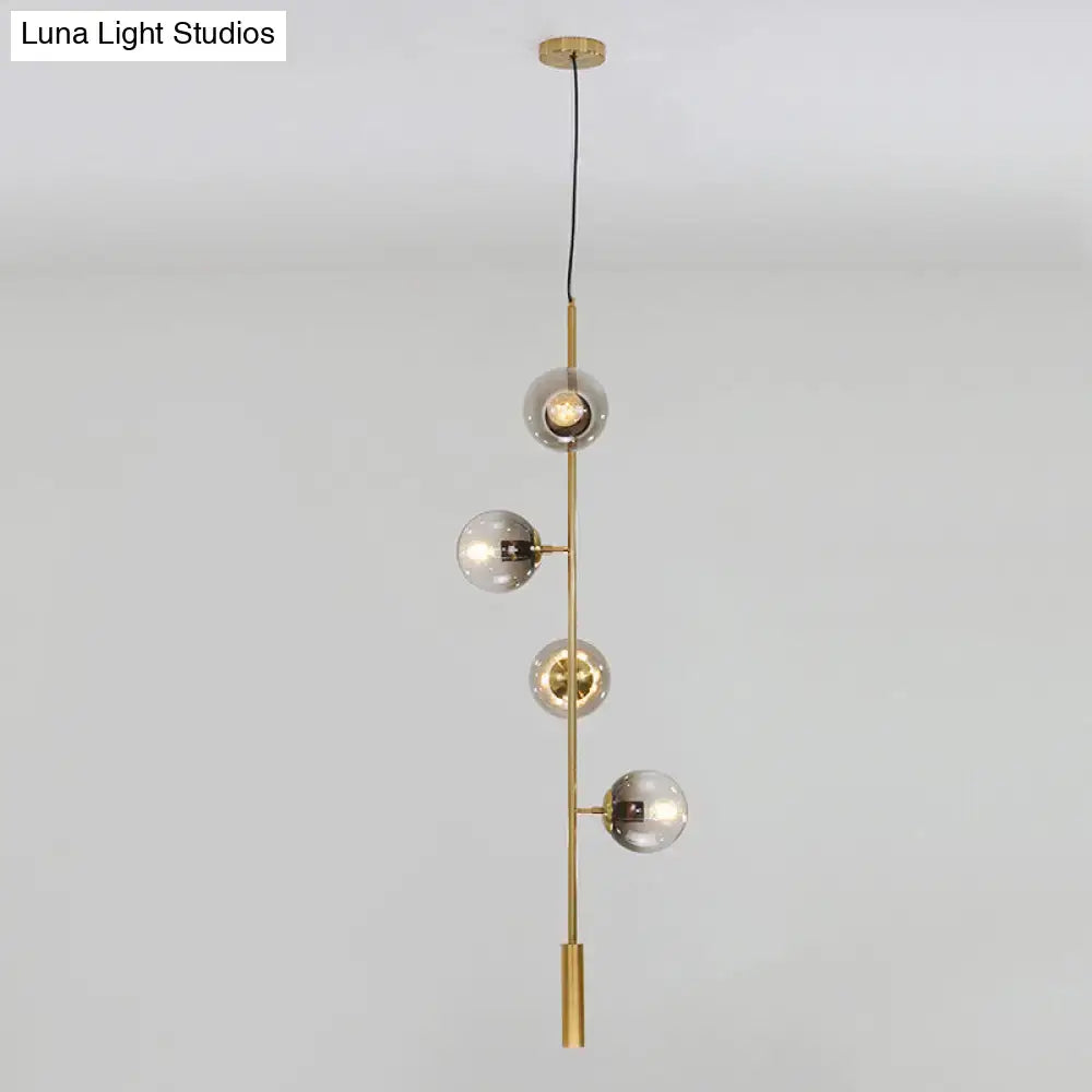 Gold Glass Linear Chandelier