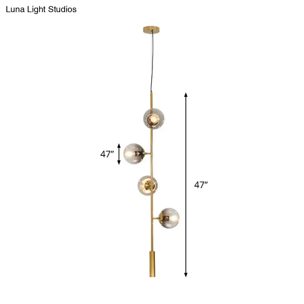 Gold Glass Linear Chandelier