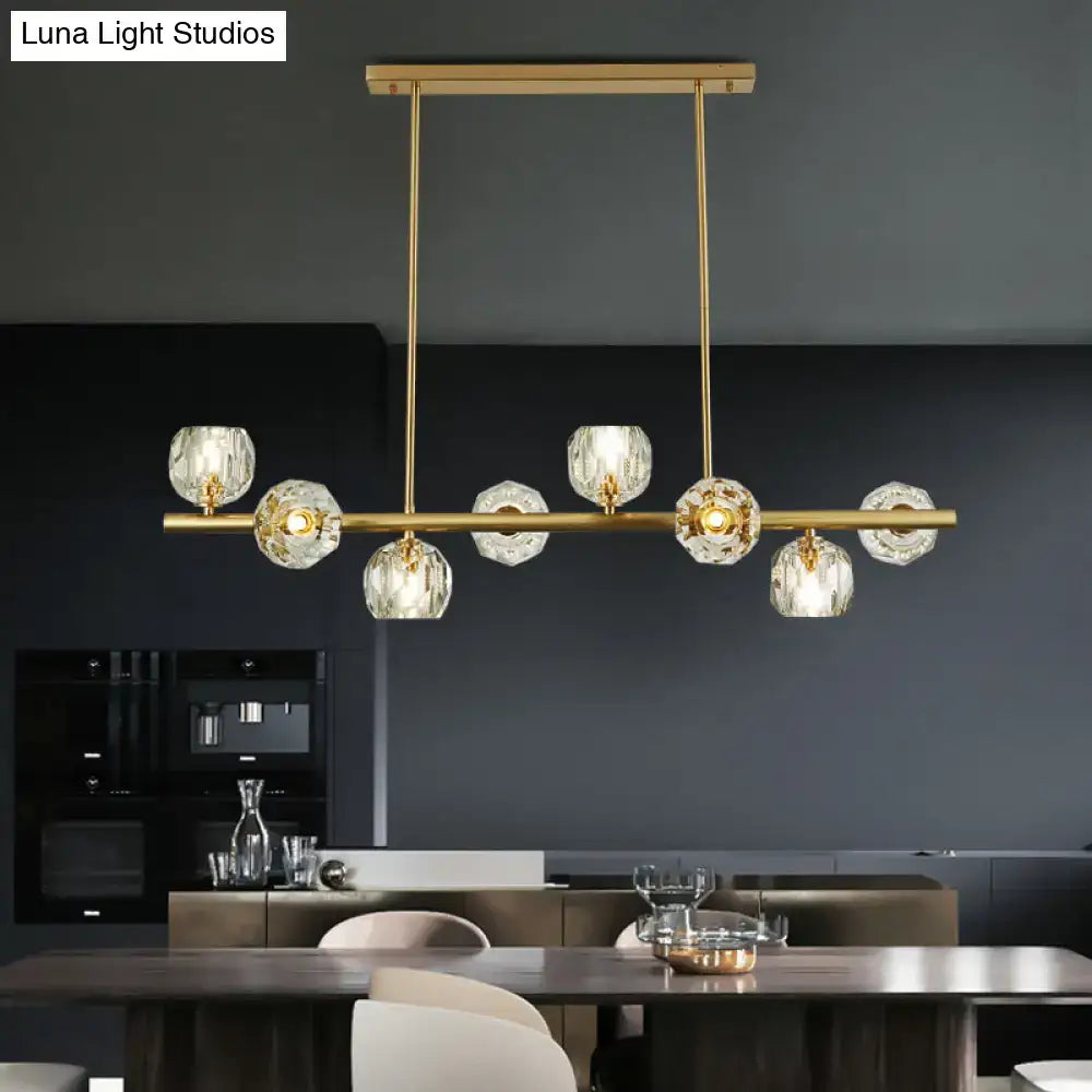 Gold Crystal Dome Shade Pendant Light