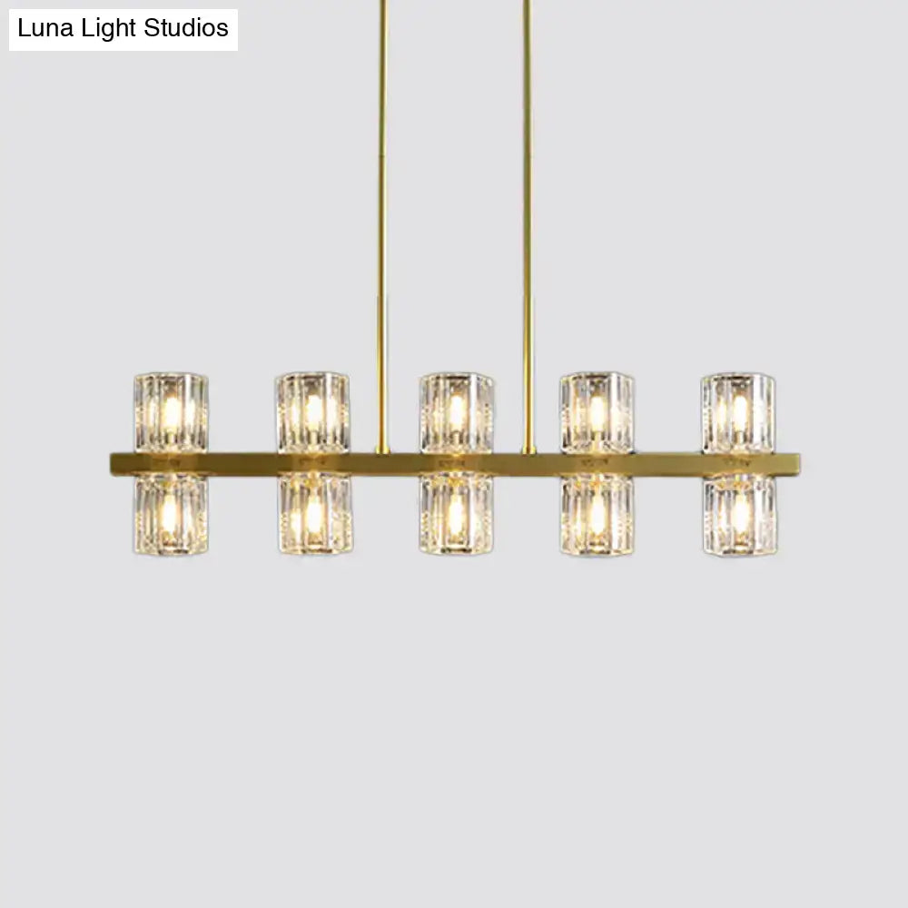 Gold Crystal Cylindrical Pendant