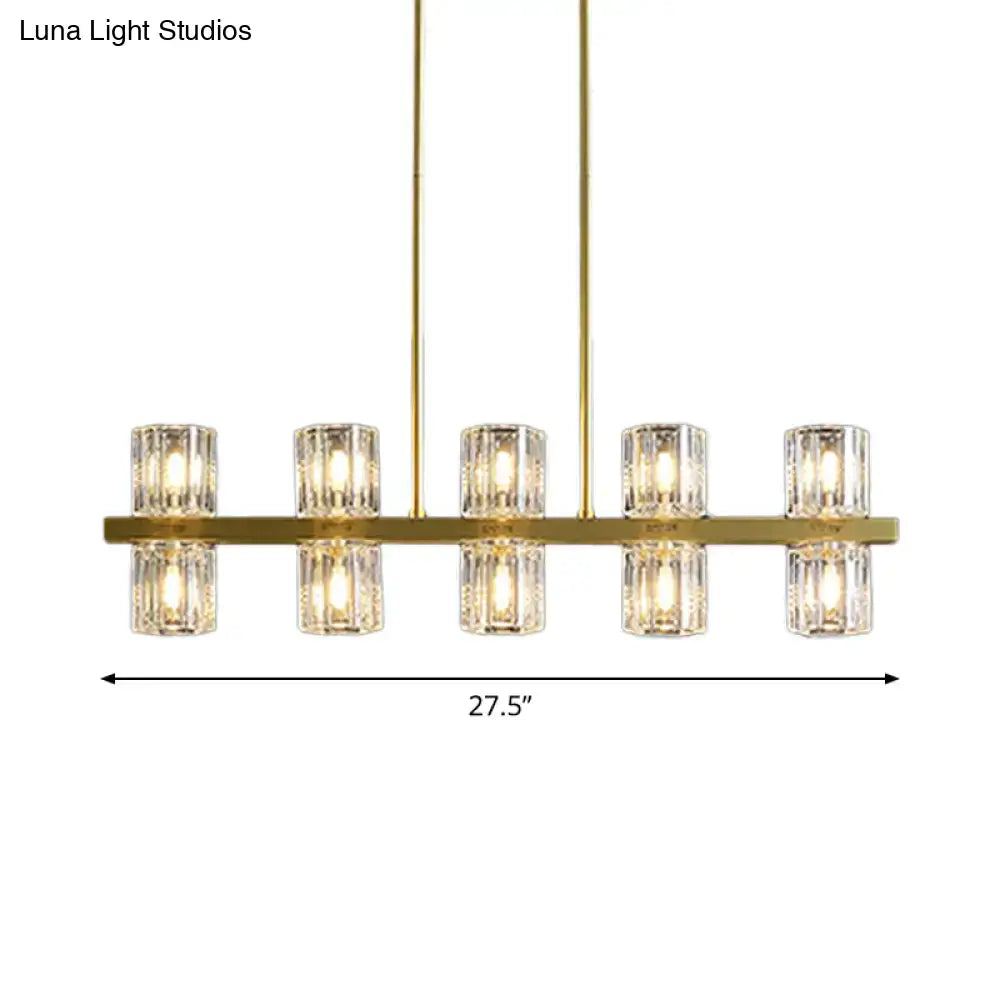 Gold Crystal Cylindrical Pendant