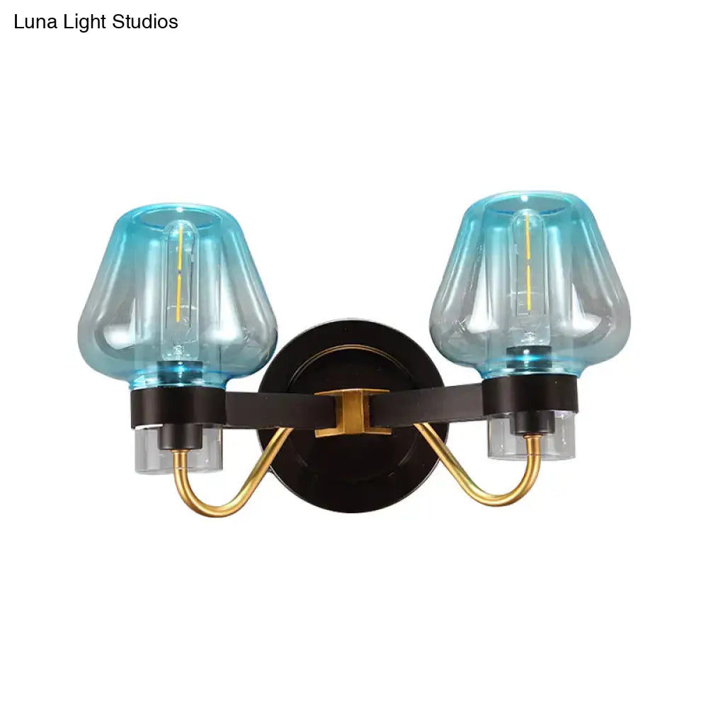 Blue Glass Mushroom Sconce