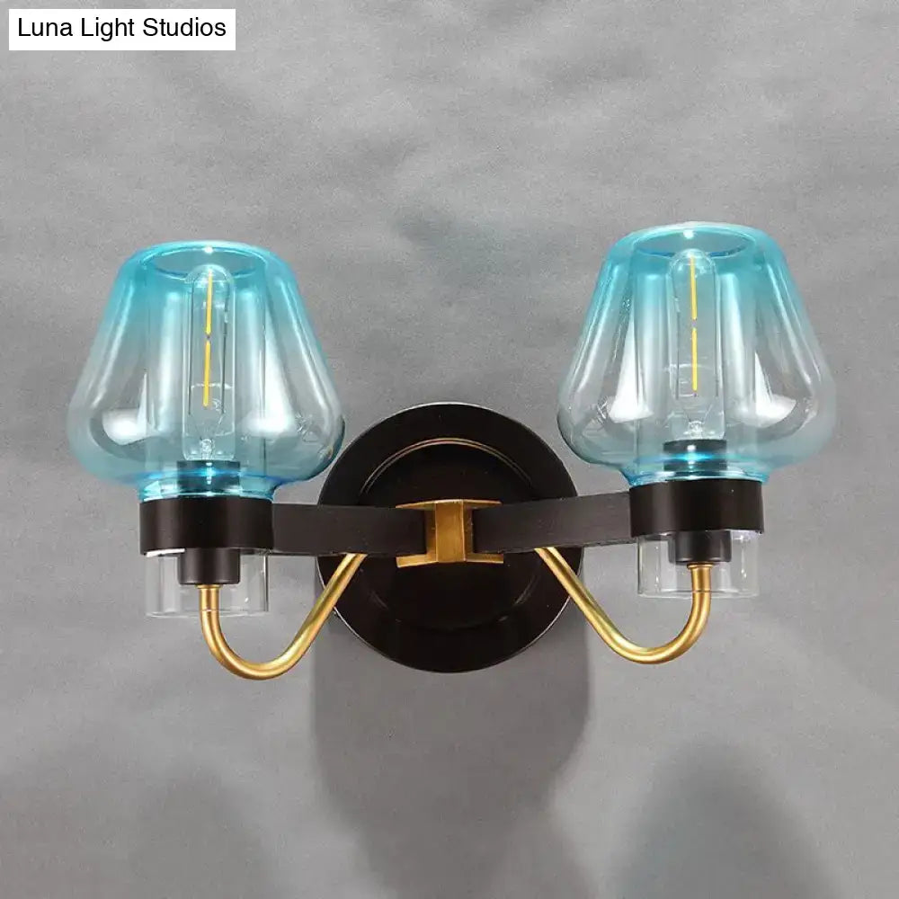 Blue Glass Mushroom Sconce