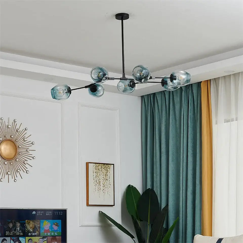 Grey Glass Ball Chandelier