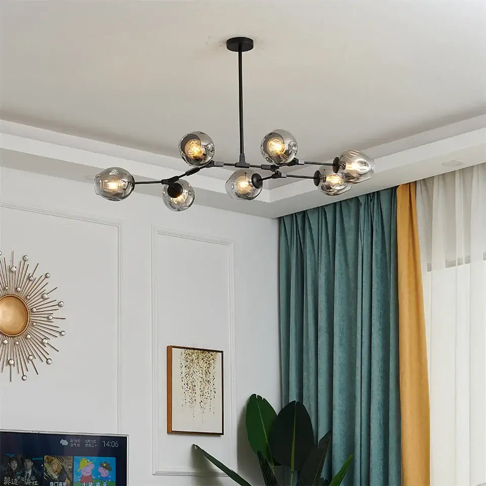 Grey Glass Ball Chandelier
