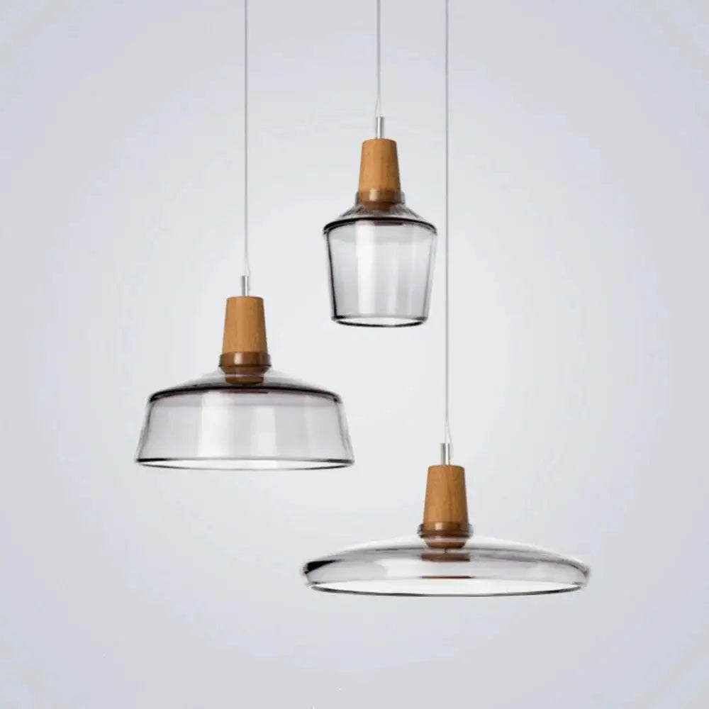 Glass Wood Pendant Set