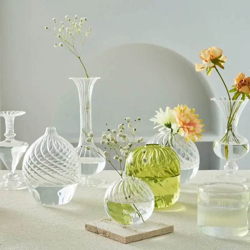 Clear Ribbed Glass Vase