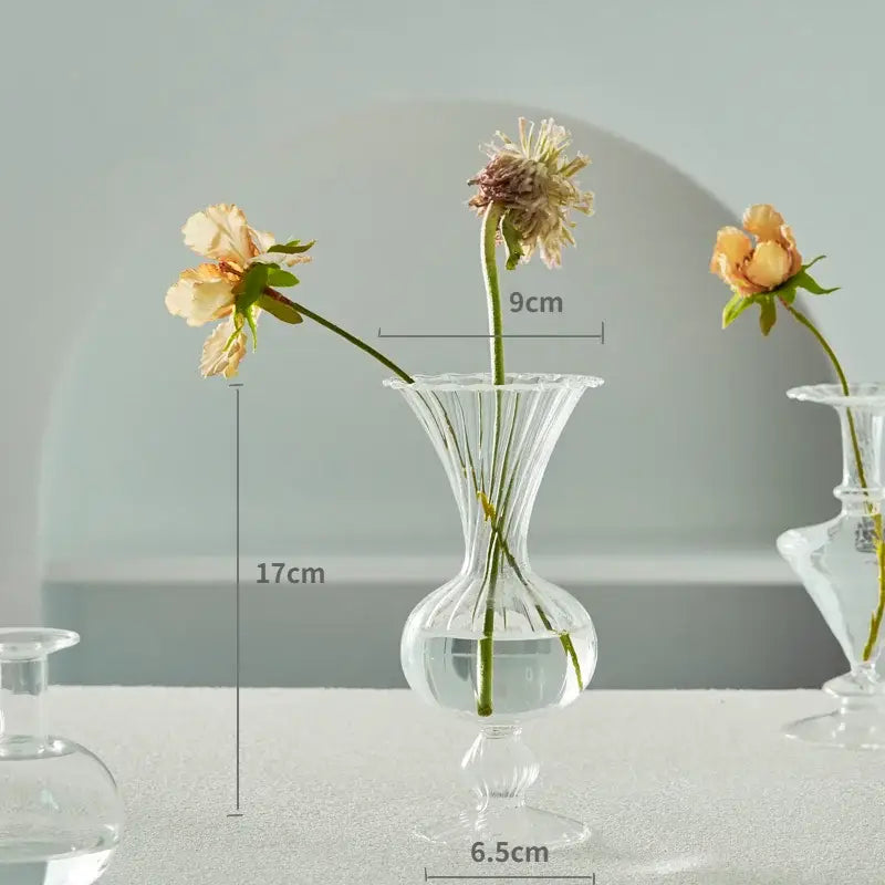 Clear Ribbed Glass Vase