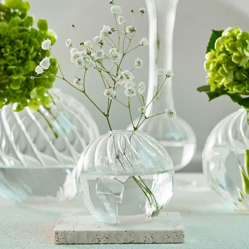 Clear Ribbed Glass Vase