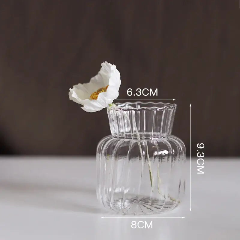 Clear Ribbed Glass Vase