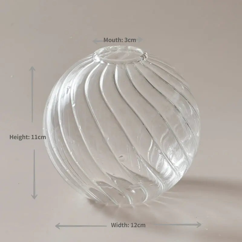 Clear Ribbed Glass Vase