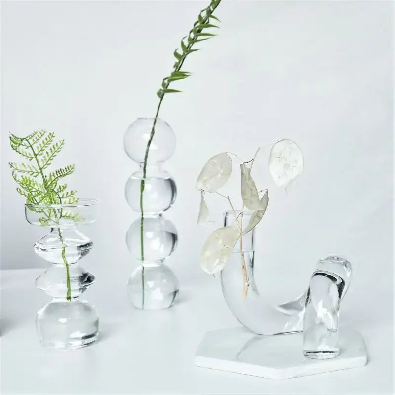 Clear Ribbed Glass Vase