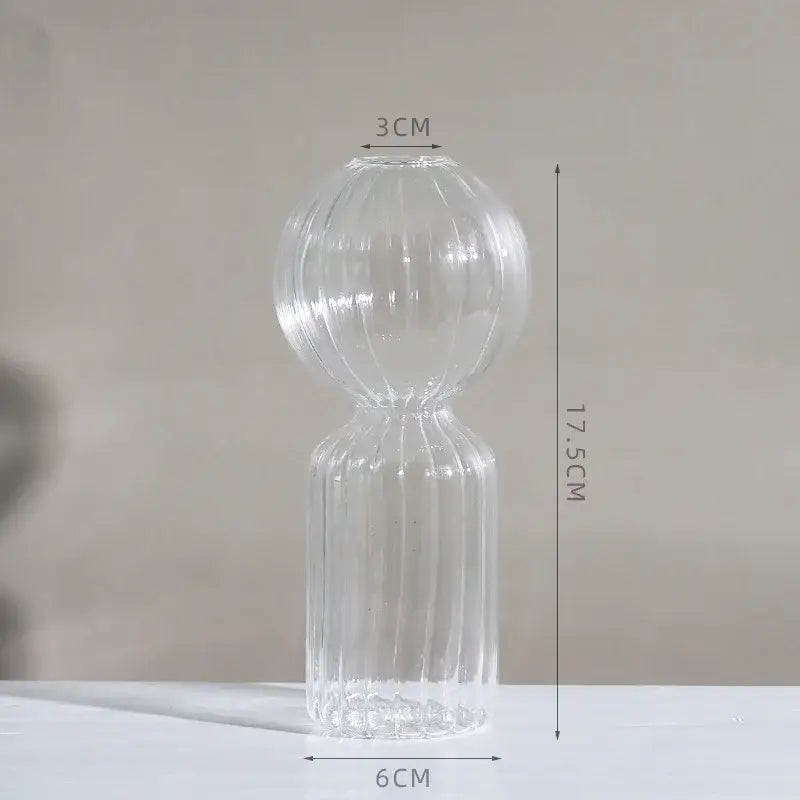 Clear Ribbed Glass Vase