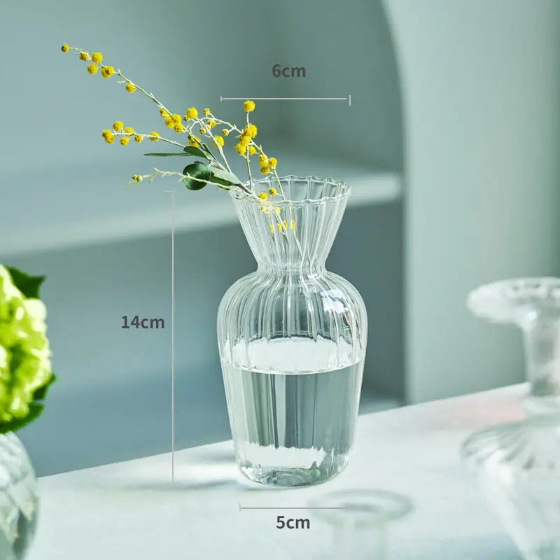 Clear Ribbed Glass Vase