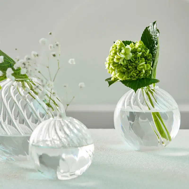 Clear Ribbed Glass Vase