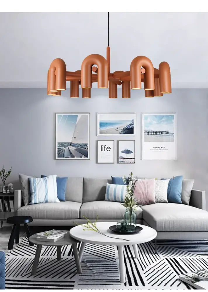 Black 8-Head LED Ceiling Chandelier Dimmable