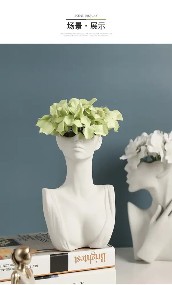 White Ceramic Head Vase