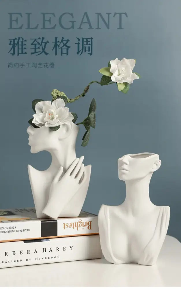 White Ceramic Head Vase