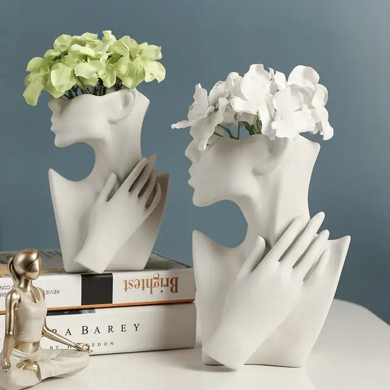White Ceramic Head Vase