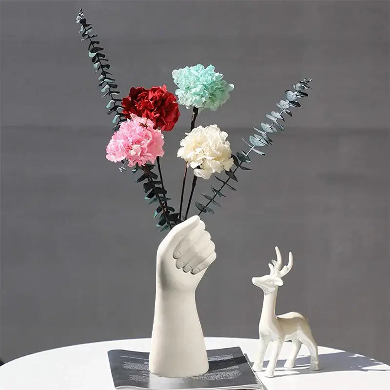 White Ceramic Hand Vase