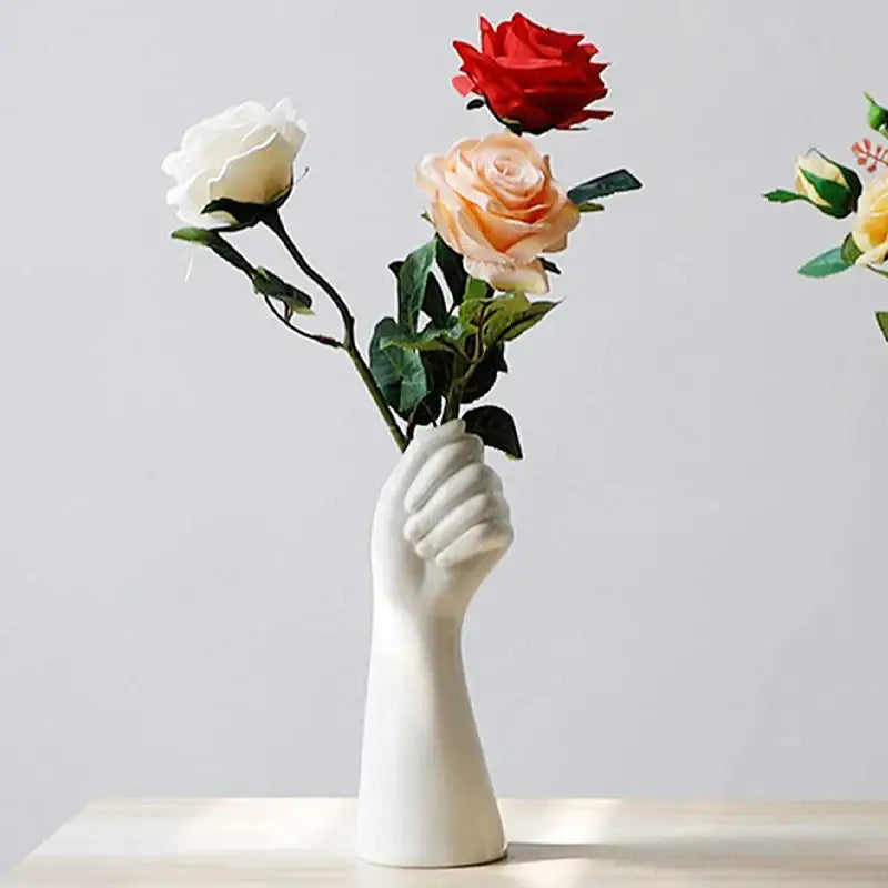 White Ceramic Hand Vase