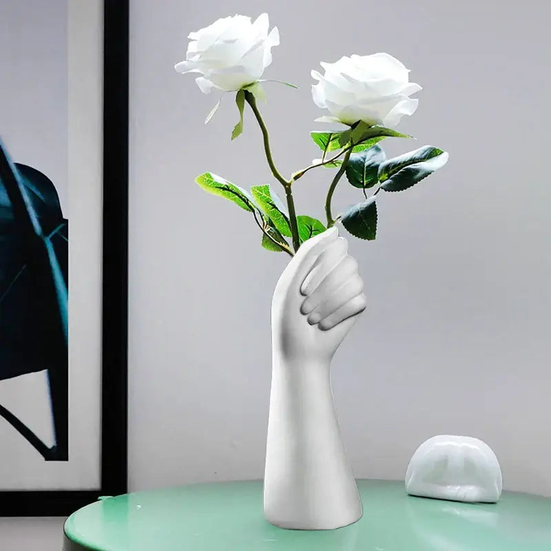 White Ceramic Hand Vase