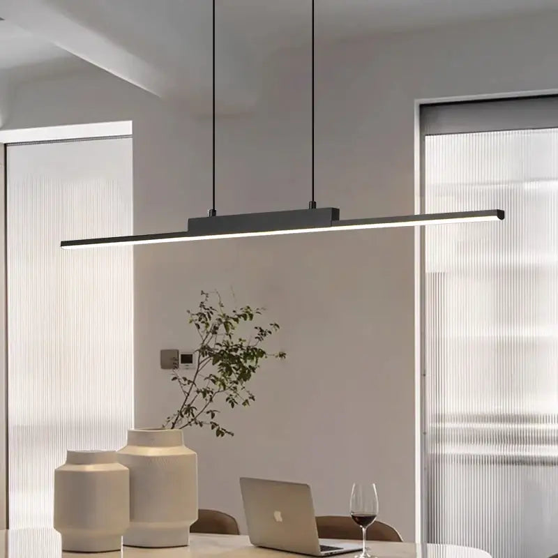 Black Linear Pendant Light 100cm for Dining