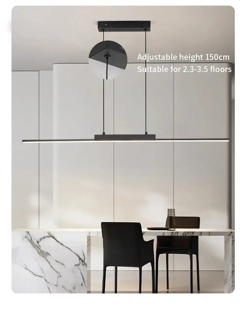 Black Linear Pendant Light 100cm for Dining