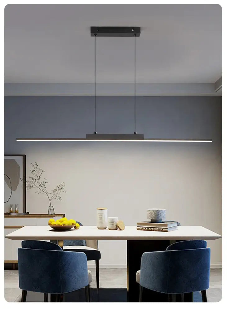 Black Linear Pendant Light 100cm for Dining