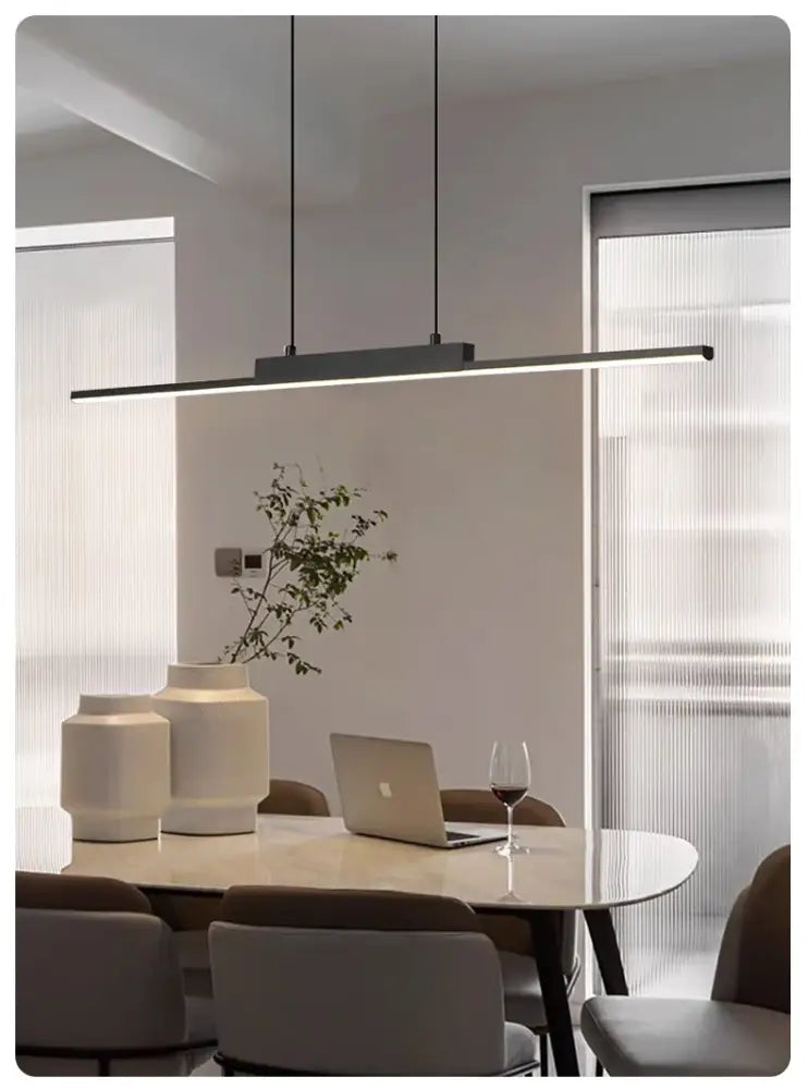 Black Linear Pendant Light 100cm for Dining