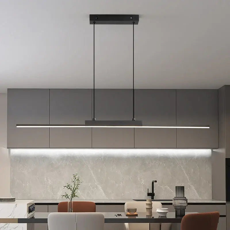 Black Linear Pendant Light 100cm for Dining