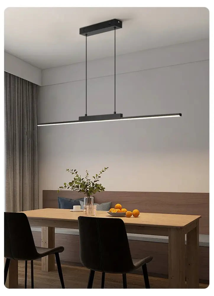 Black Linear Pendant Light 100cm for Dining