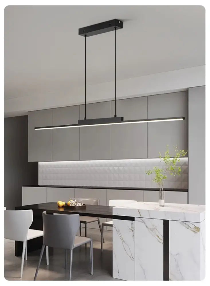 Black Linear Pendant Light 100cm for Dining