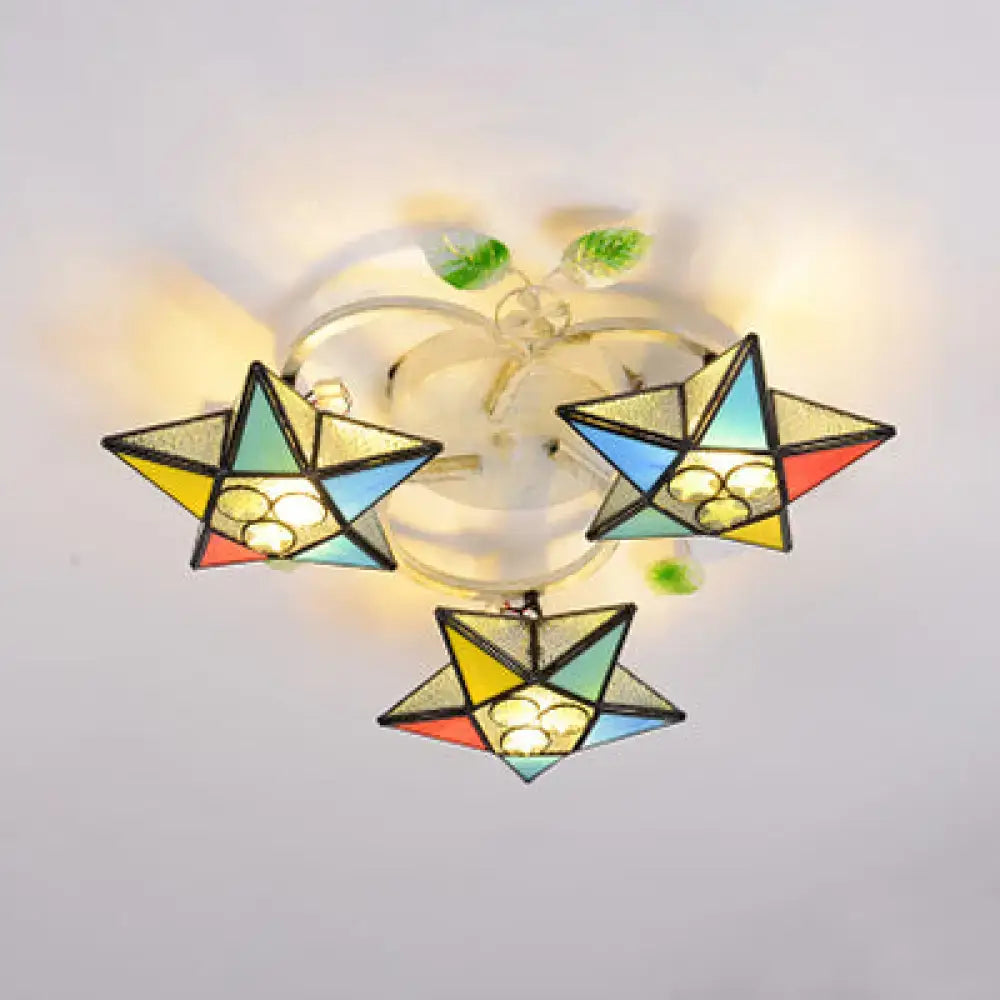Tiffany Glass Star Ceiling Light