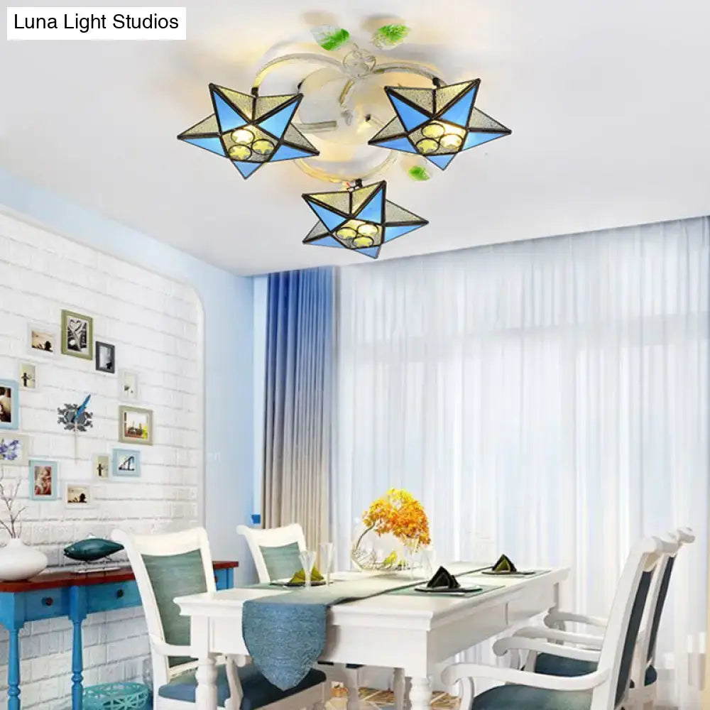 Tiffany Glass Star Ceiling Light